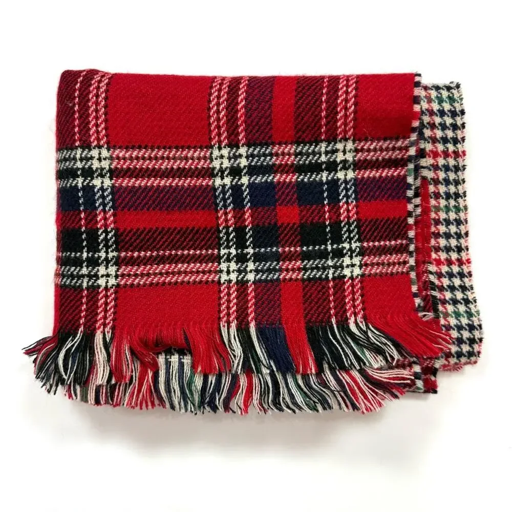 Mud Pie Reversible Plaid Houndstooth Blanket Scarf